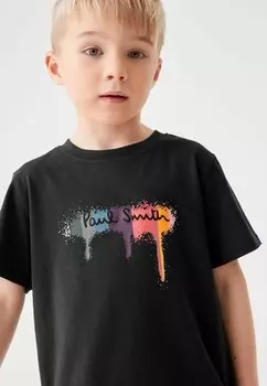 Футболка с принтом ICONIC REGULAR FIT Paul Smith Junior, черный