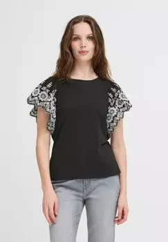 Футболка с принтом IHMALUI - Blouse ICHI, черный