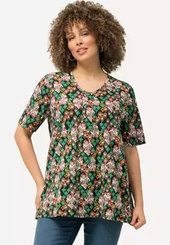 Футболка с принтом IKAT-INSPIRED SHORT SLEEVE Ulla Popken, черный