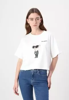 Футболка с принтом IKON AQUARELLE BOXY KARL LAGERFELD, белый