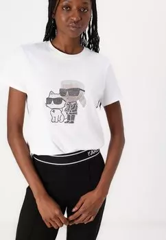 Футболка с принтом IKON DUO KARL LAGERFELD, белый
