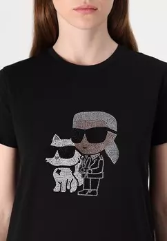 Футболка с принтом IKON DUO KARL LAGERFELD, черный