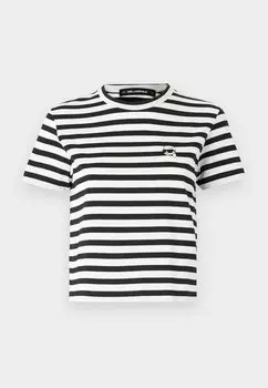 Футболка с принтом IKON PATCH STRIPE KARL LAGERFELD, черный