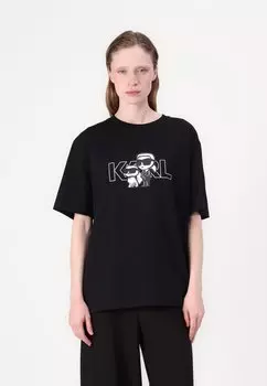 Футболка с принтом IKON SEASONAL OVERSIZED KARL LAGERFELD, черный