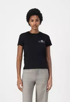 Футболка с принтом IKON SEASONAL SLIM FIT KARL LAGERFELD, черный