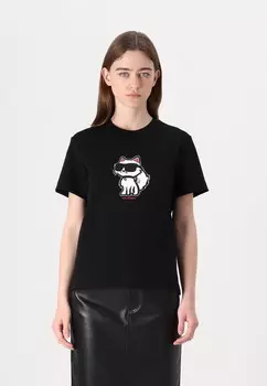 Футболка с принтом IKON SKETCH CHOUPETTE KARL LAGERFELD, черный