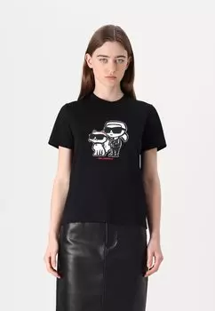 Футболка с принтом IKON SKETCH DUO KARL LAGERFELD, черный