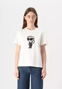 Футболка с принтом IKON SKETCH KARL LAGERFELD, молочный