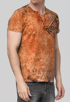Футболка с принтом IM USED LOOK MIT V-NECK Rusty Neal, цвет orange