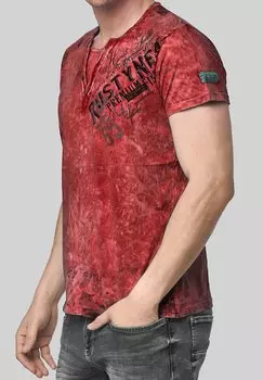 Футболка с принтом IM USED LOOK MIT V-NECK Rusty Neal, цвет weinrot