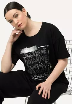 Футболка с принтом IMAGINE SHORT SLEEVE GRAPHIC Ulla Popken, черный