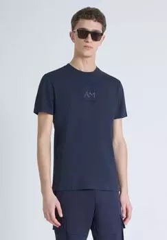 Футболка с принтом IN FABRIC WITH FOAM AND EMBOSSED LOGO Antony Morato, темно-синий