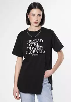 Футболка с принтом INFLUENCER, черный