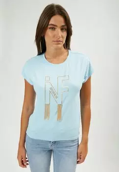 Футболка с принтом INFLUENCER, цвет sky