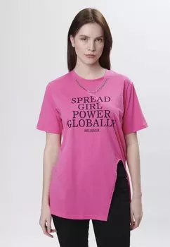 Футболка с принтом INFLUENCER, розовый
