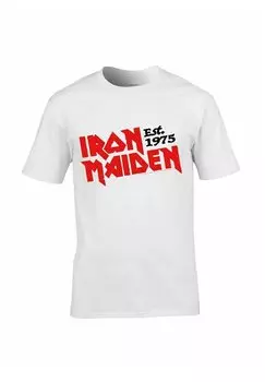 Футболка с принтом IRON MAIDEN SLANTED ESTABLISHED LOGO rockshirts, белый