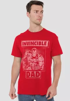 Футболка с принтом IRON MAN FATHERS DAY INVINCIBLE DAD Marvel, красный