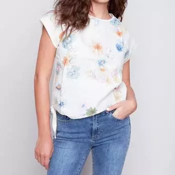 Футболка с принтом из джерси и завязкой спереди, белого цвета CHARLIE B