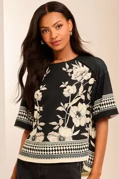 Футболка с принтом из джерси Lipsy, черный