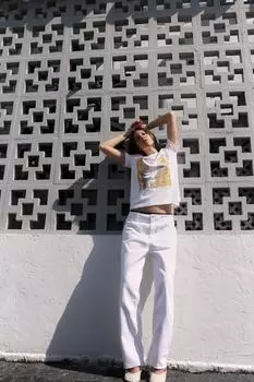 Футболка с принтом из фольги ZARA, цвет Golden