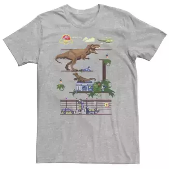 Футболка с принтом из игры Jurassic Park для крупных размеров Licensed Character, серый