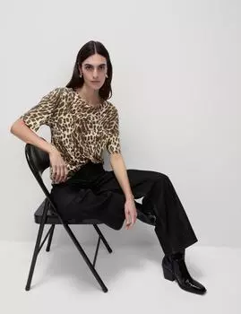 Футболка с принтом из смеси хлопка и модала Marks & Spencer, коричневый