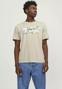 Футболка с принтом Jack & Jones, цвет moonbeam detail:flower