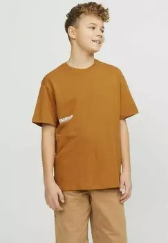 Футболка с принтом Jack & Jones Junior, цвет bone brown