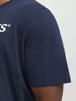 Футболка с принтом Jack & Jones, темно-синий Corp Logo Tee Crew Neck