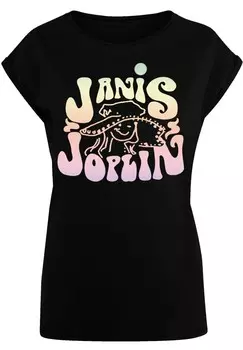 Футболка с принтом JANIS JOPLIN PASTEL LOGO F4NT4STIC, черный