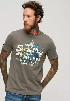 Футболка с принтом JAPANESE VINTAGE LOGO GRAPHIC Superdry, цвет dark grey