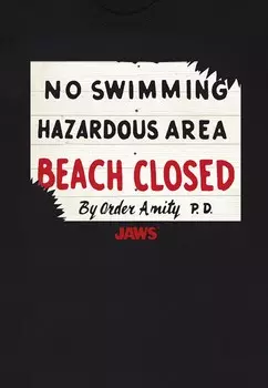 Футболка с принтом JAWS NO SWIMMING Henry Tiger, черный