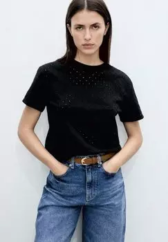 Футболка с принтом JAZMIN Mango, черный