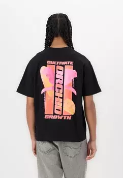 Футболка с принтом JCOINTERLUDE FLORAL BACK TEE SS CREW Jack & Jones, черный