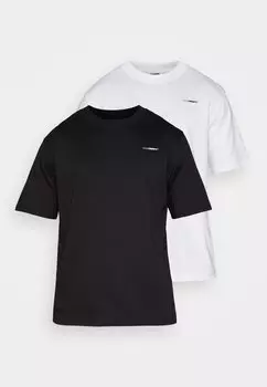 Футболка с принтом Jcotex Tee Crew Neck 2 Pack Jack & Jones, чёрная/белая