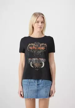 Футболка с принтом Jdyvupti Slub Oneck JDY, черная