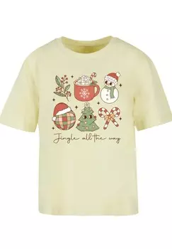 Футболка с принтом JINGLE ALL THE WAY CHRISTMAS F4NT4STIC, желтый