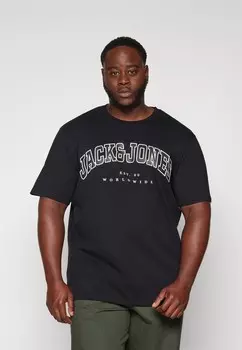 Футболка с принтом JJECALEB VARSITY TEE NECK 3 PACK Jack & Jones, черный