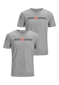 Футболка с принтом JJECORP LOGO KURZARM 2 PACK Jack & Jones, серый деним