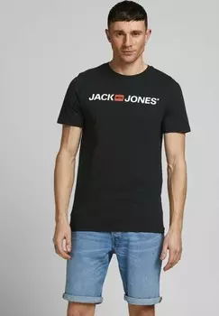 Футболка с принтом JJECORP LOGO KURZARM 2 PACK Jack & Jones, черный деним