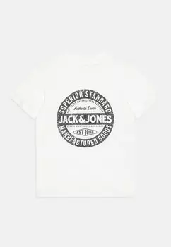 Футболка с принтом JJEJEANS O NECK Jack & Jones Junior, цвет cloud dancer