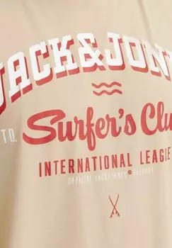Футболка с принтом JJELOGO SS O-NECK PLS Jack & Jones, коралловый