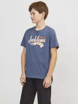 Футболка с принтом JJELOGO TEE NECK Jack & Jones Junior, цвет ensign blue melange