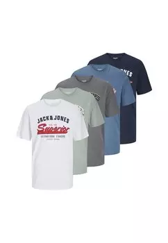 Футболка с принтом JJELOGO TEE O NECK 5 PACK Jack & Jones, черный