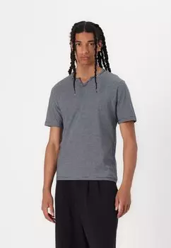 Футболка с принтом JJESPLIT NECK STRIPE TEE Jack & Jones, темно-синий