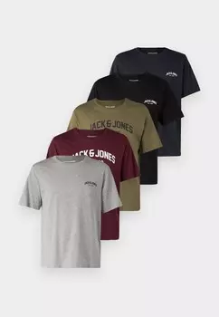 Футболка с принтом JJJOSH TEE 5 PACK Jack & Jones, темно-зеленый
