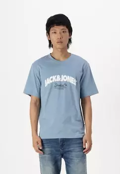 Футболка с принтом JORBRONX ARCH BIG TEE Jack & Jones, светло-голубой