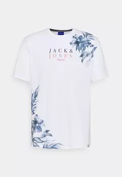 Футболка с принтом JORCALIFLO TEE CREW NECK Jack & Jones, цвет white
