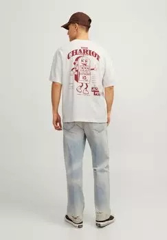 Футболка с принтом JORCHARIOT TEE UNISEX Jack & Jones, крем