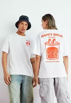 Футболка с принтом JORCOCKTAIL TEE CREW NECK UNISEX Jack & Jones, белый